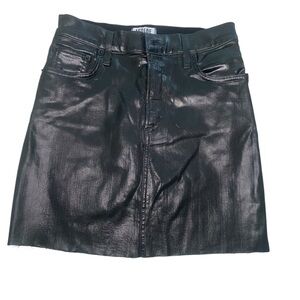 AGOLDE Black Coated Denim Mini Skirt Size 25 – Faux Leather Look